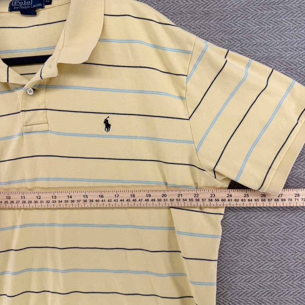 Polo Ralph Lauren Polo XL Yellow Cotton Striped Short Sleeve Preppy Pony Logo - Picture 4 of 9